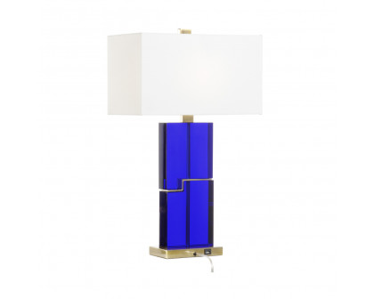 Wildwood - City Calm Lamp in Blue/Antique, Crystal/Brass