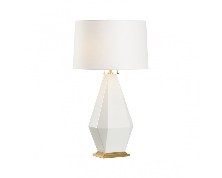 Wildwood - Zara Table Lamp in Off White/Antique Brass, Wood