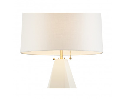 Wildwood - Zara Table Lamp in Off White/Antique Brass, Wood