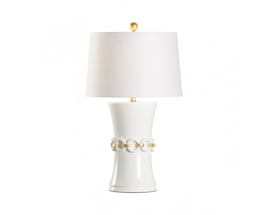 Wildwood - Neriah Lamp in White Glaze/Gold Leaf, Large