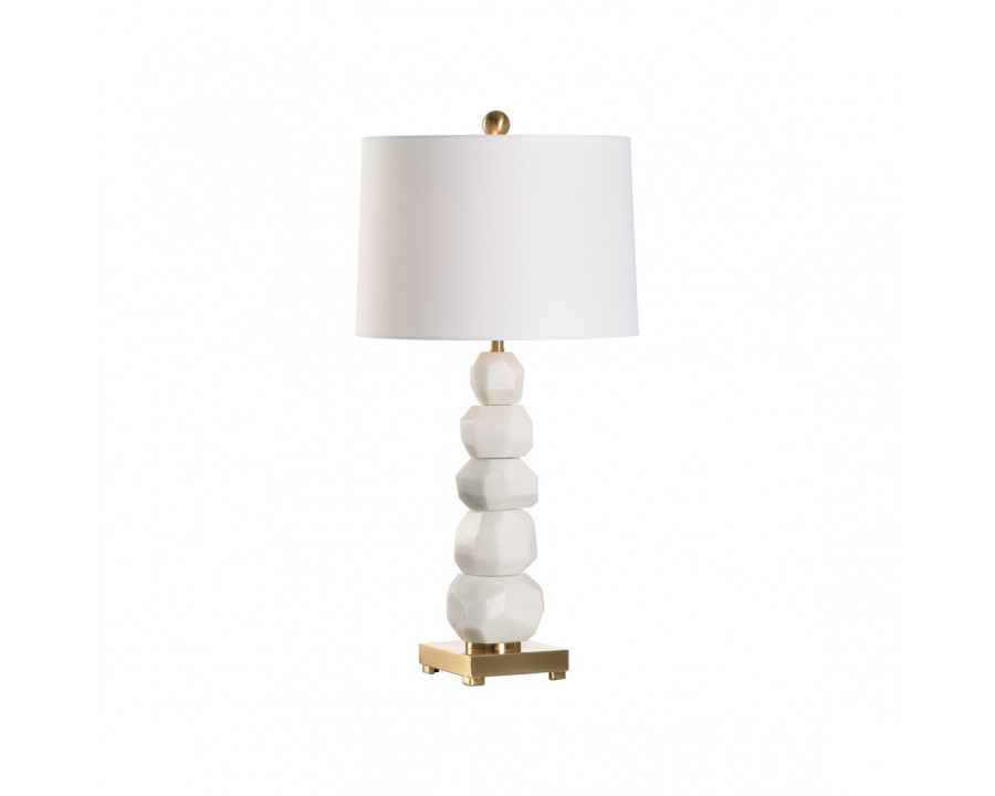 Wildwood - Cairn Lamp in Crystal White/Antique Brass, Stone