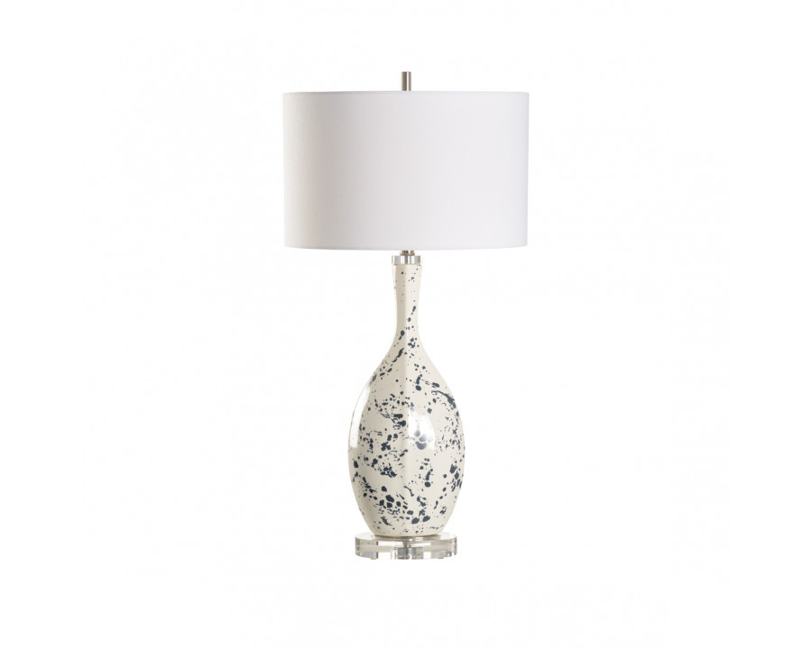 Wildwood - Jackson Lamp in White/Black Glaze, Ceramic/Crystal