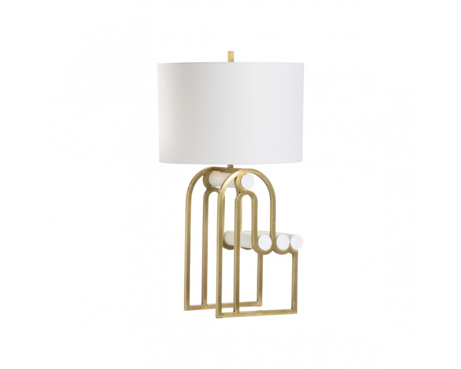 Wildwood - Cinzia Lamp in Antique Brass/Matte White, Metal