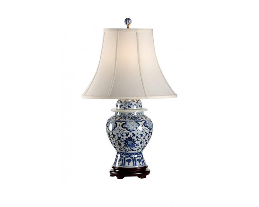 Wildwood - Indigo Garden Lamp in Hand Painted, Porcelain