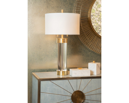 Wildwood - Bolton Lamp in Clear/Antique Brass, Crystal