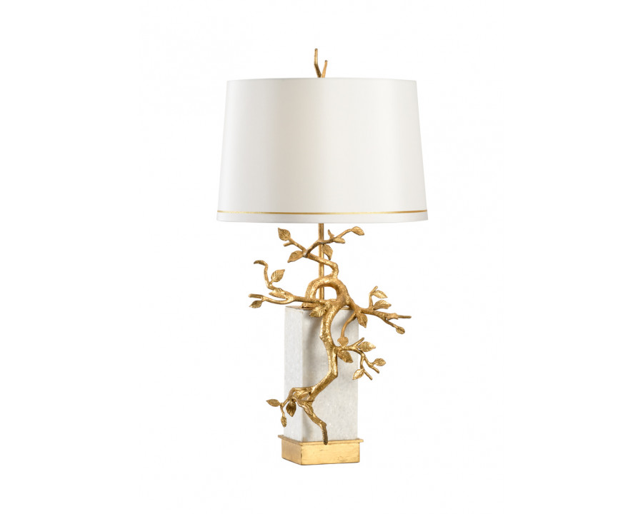 Wildwood - Fujian Lamp in Natural White/Antique Gold Leaf, Stone