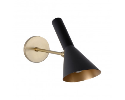 Wildwood - West Sconce in Matte Brass/Black, Brass