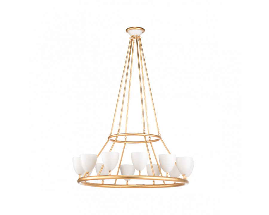 Wildwood - Marilyn Chandelier in Antique Gold Leaf/Matte White, Iron