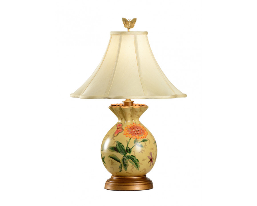 Wildwood - Gathered Vase Lamp in Hand Painted, Porcelain