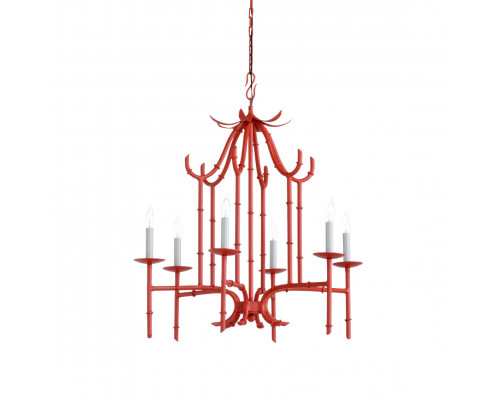 Wildwood Bamboo Chandelier - Red