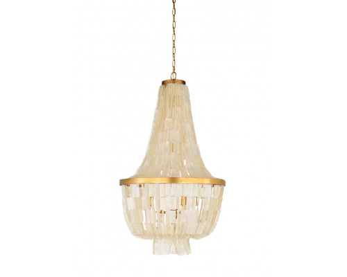 Wildwood - Ellison Chandelier in Antique Gold Leaf/Capiz/Natural White, Iron