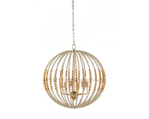 Wildwood - Gaze Chandelier in Textured White/Antique Gold Leaf, Iron/Wood