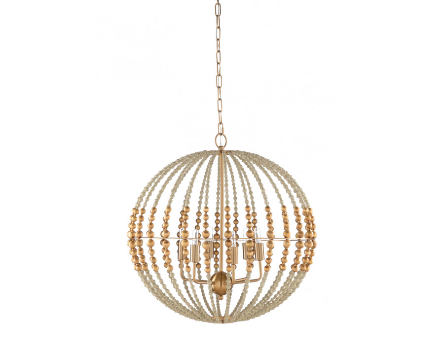 Wildwood - Gaze Chandelier in Textured White/Antique Gold Leaf, Iron/Wood