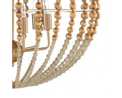 Wildwood - Gaze Chandelier in Textured White/Antique Gold Leaf, Iron/Wood