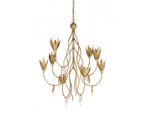 Wildwood - Phoebe Chandelier in Aged Gold Leaf/Clear, Iron