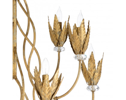 Wildwood - Phoebe Chandelier in Aged Gold Leaf/Clear, Iron