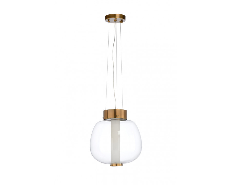 Wildwood - Brooklyn Pendant in Clear/Antique Brass, Glass