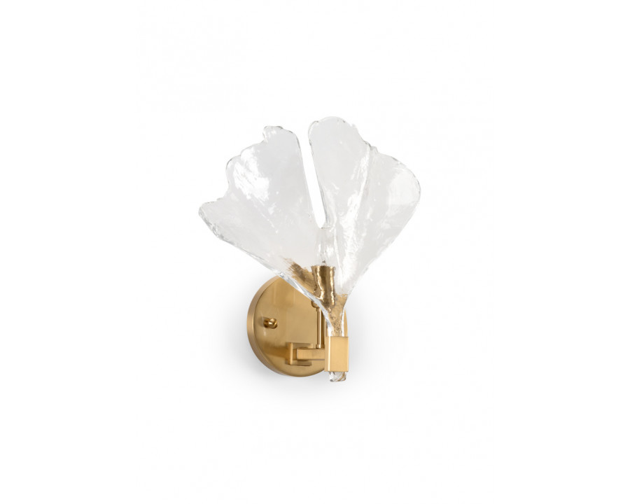 Wildwood - Biloba Sconce in Clear/Textured/Antique Brass, Glass