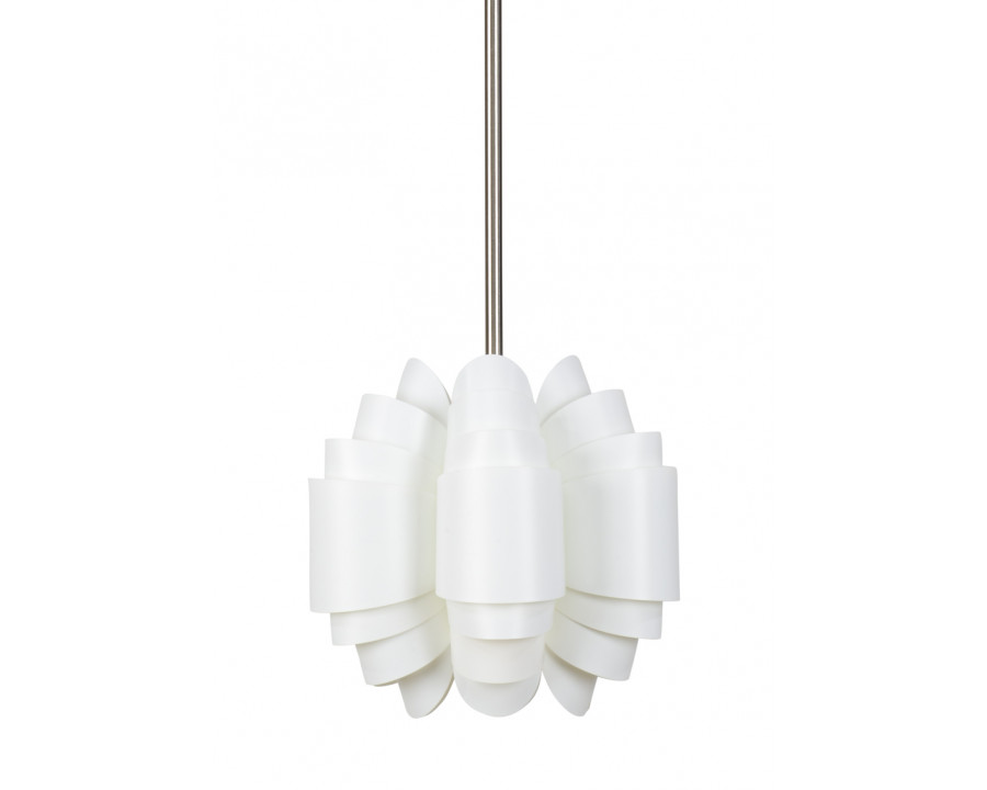 Wildwood - Opera Pendant in Polished Nickel/White, Metal/Styrene