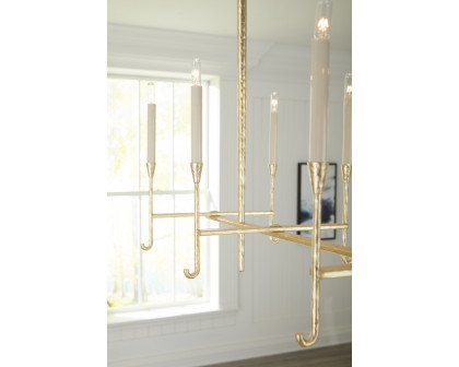 Whiteline Diego Chandelier in Hammered/Gold Leaf