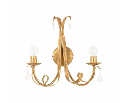 Wildwood - Reed 2 Light Sconce in Gold Clay/Clear, Iron