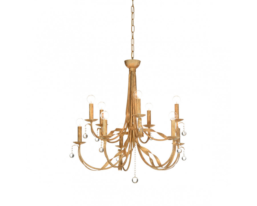 Wildwood - Reed 10 Light Chandelier in Gold Clay/Clear, Iron