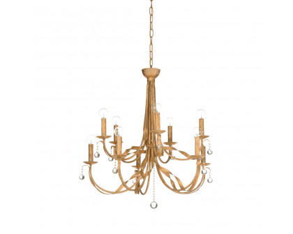 Wildwood - Reed 10 Light Chandelier in Gold Clay/Clear, Iron