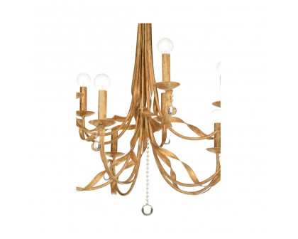 Wildwood - Reed 10 Light Chandelier in Gold Clay/Clear, Iron