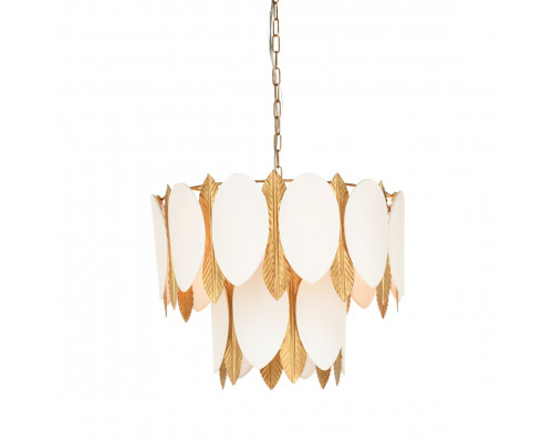 Wildwood - Frondeggiare Chandelier in Antique Brass/Off White, Iron