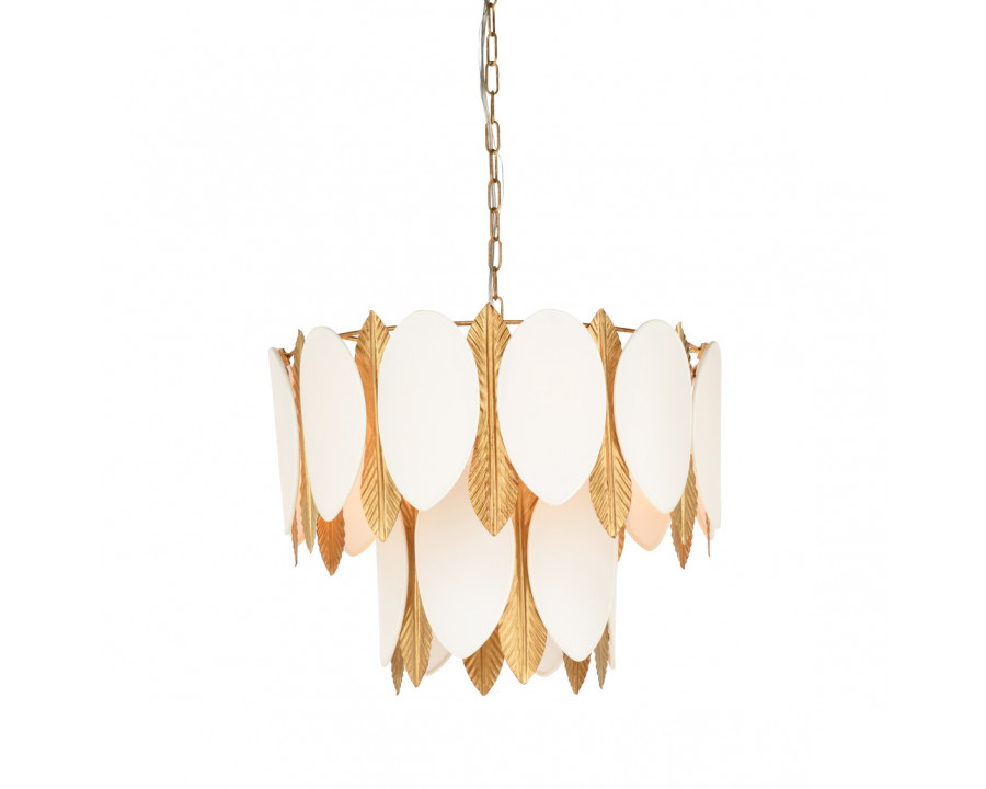 Wildwood - Frondeggiare Chandelier in Antique Brass/Off White, Iron