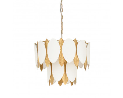 Wildwood - Frondeggiare Chandelier in Antique Brass/Off White, Iron