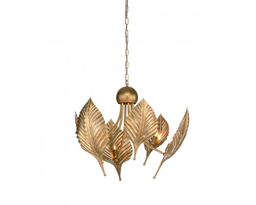 Wildwood - Foglia Di Palma Chandelier in Antique Brass, Iron