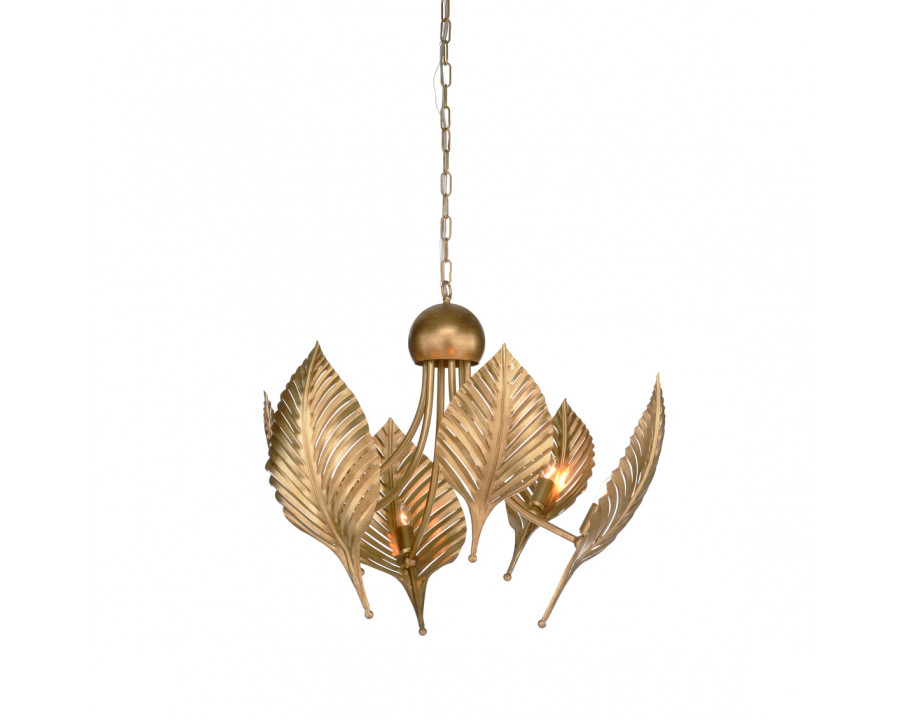 Wildwood - Foglia Di Palma Chandelier in Antique Brass, Iron