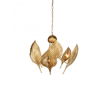 Wildwood - Foglia Di Palma Chandelier in Antique Brass, Iron