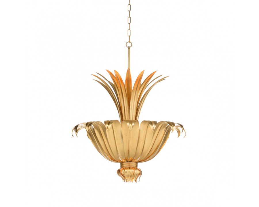 Wildwood - Foglia D’Oro Chandelier in Antique Gold Leaf, Iron