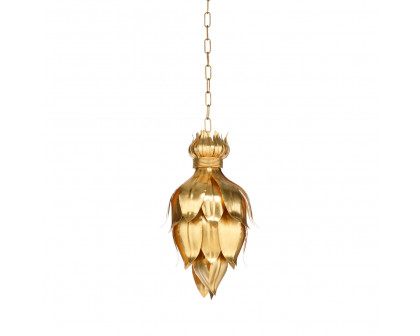 Wildwood - Foglia D’Oro Pendant in Gold Leaf, Iron