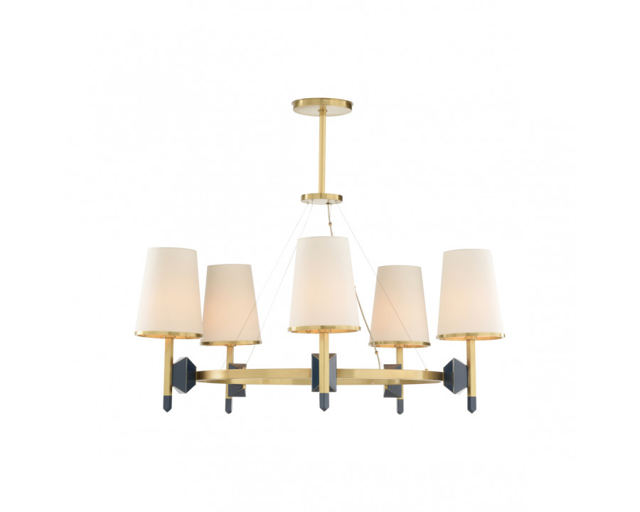 Wildwood - Zuri Chandelier in Antique Brass/Blue