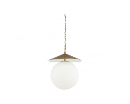 Wildwood Kyoto Pendant - Antique Brass/Milk White