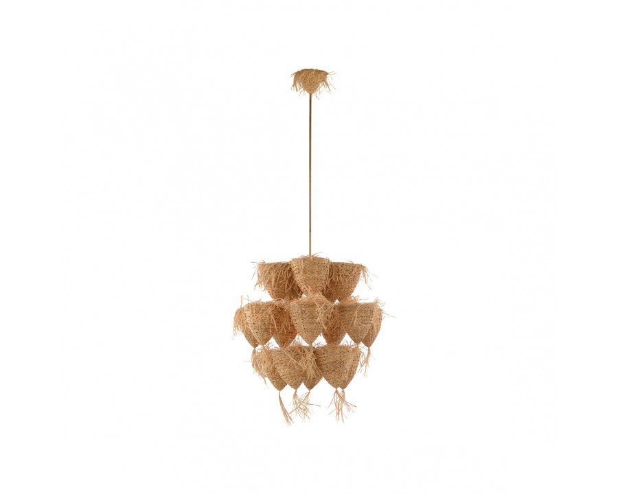 Wildwood Valeria Small Pendant - Natural/Antique Brass, Rattan