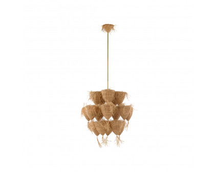 Wildwood Valeria Small Pendant - Natural/Antique Brass, Rattan