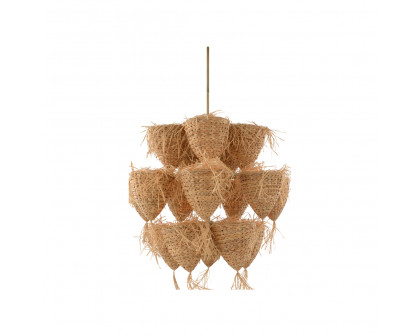 Wildwood Valeria Small Pendant - Natural/Antique Brass, Rattan