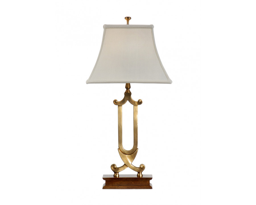 Wildwood - Crossed Scrolls Lamp in Antique Brass, Medium