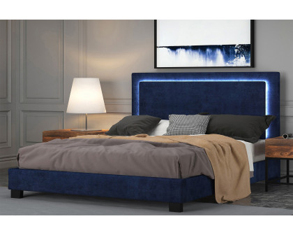 Worldwide Lumina 78" King Bed with Light - Blue