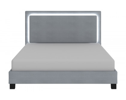 Worldwide Lumina 78" King Bed with Light - Gray