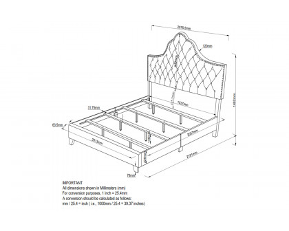 Worldwide Greta 78" King Bed - Blue