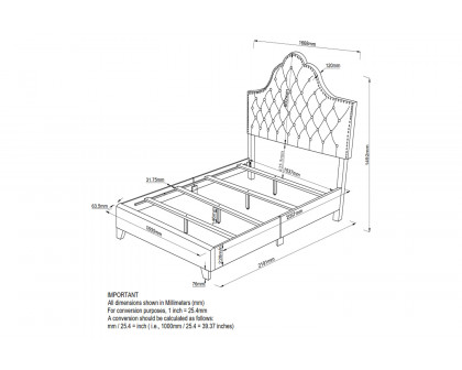 Worldwide Greta 60" Queen Bed - Blue