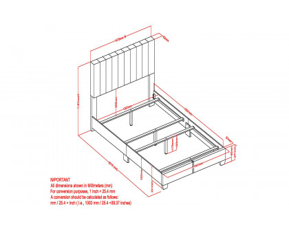 Worldwide Jedd 54" Double Bed - Charcoal