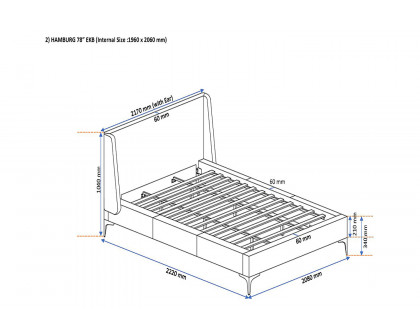 Worldwide Hamburg 78" King Bed - Mustard