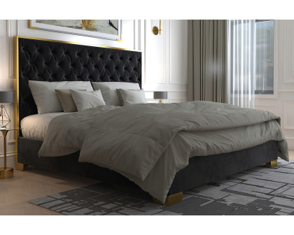 Worldwide Lucille 78" King Bed - Black/Gold