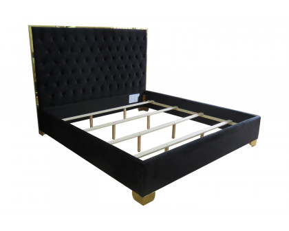 Worldwide Lucille 78" King Bed - Black/Gold